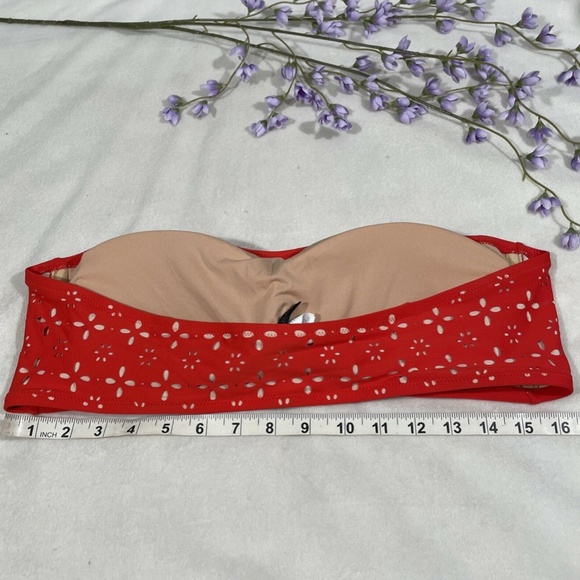 NEW $64 J.CREW Straight Bandeau‎ Bikini Top In Fiery Sunset Blush [SZ XL ] - Picture 9 of 12